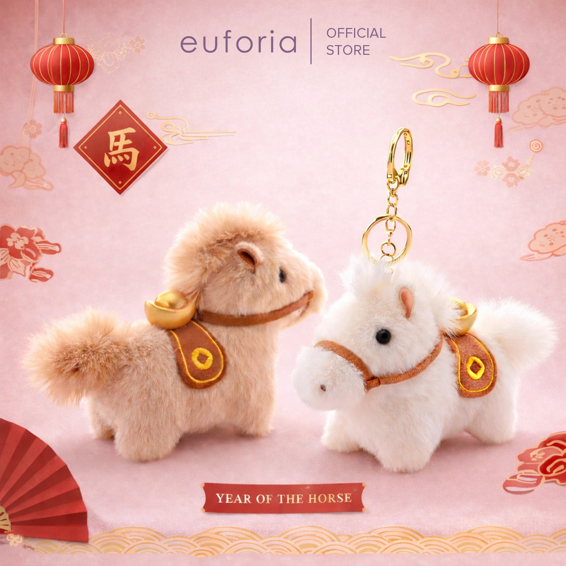 EUFORIA - Handmade Lucky Horse Charm Keychain Gift | 2026 Chinese New Year Collection